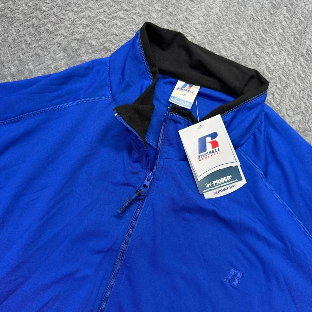 NWT Russell Athletic Pullover Mens 5X 1/4 Zip Blue Black Dri-Power Performance